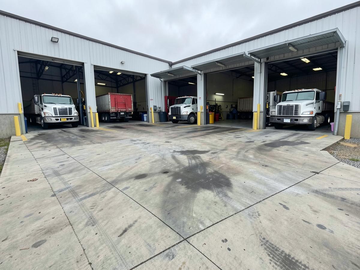 Concrete loading-dock apron at an operating facility