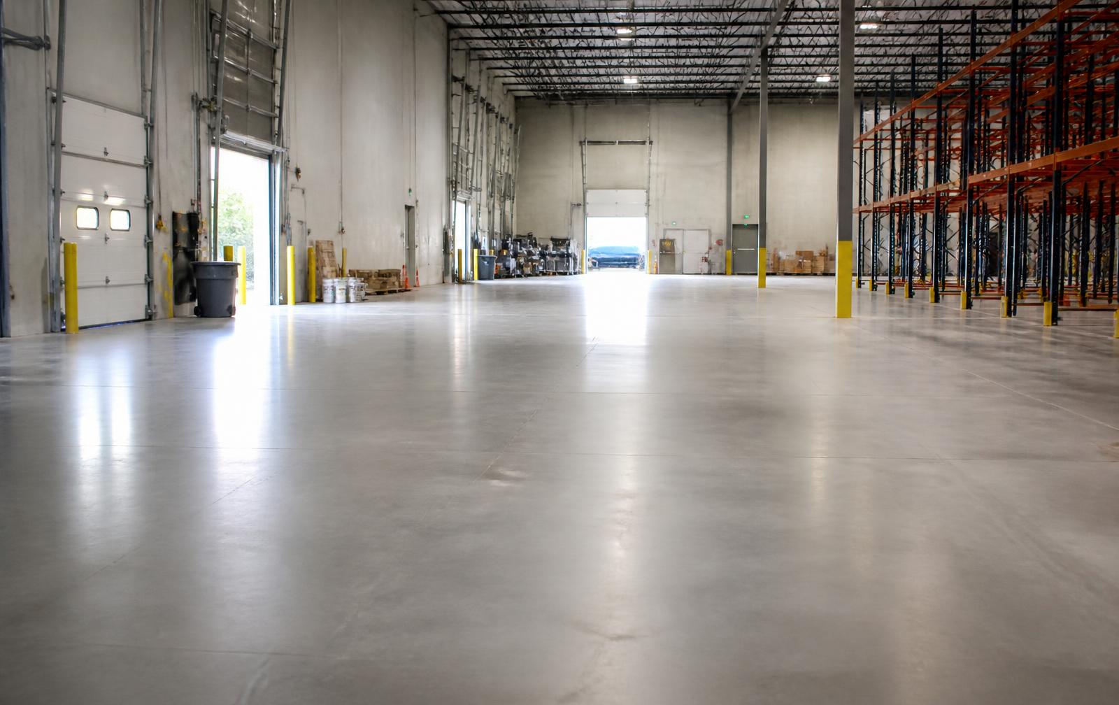 Repaired concrete floor inside an industrial facility